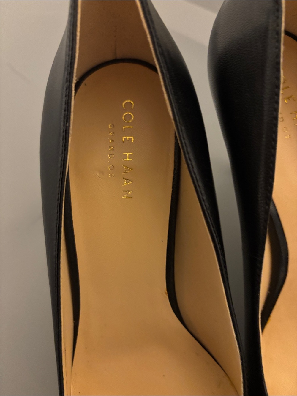 Cole Haan Black Leather Pointed-Toe Pumps - Picture 2 of 5
